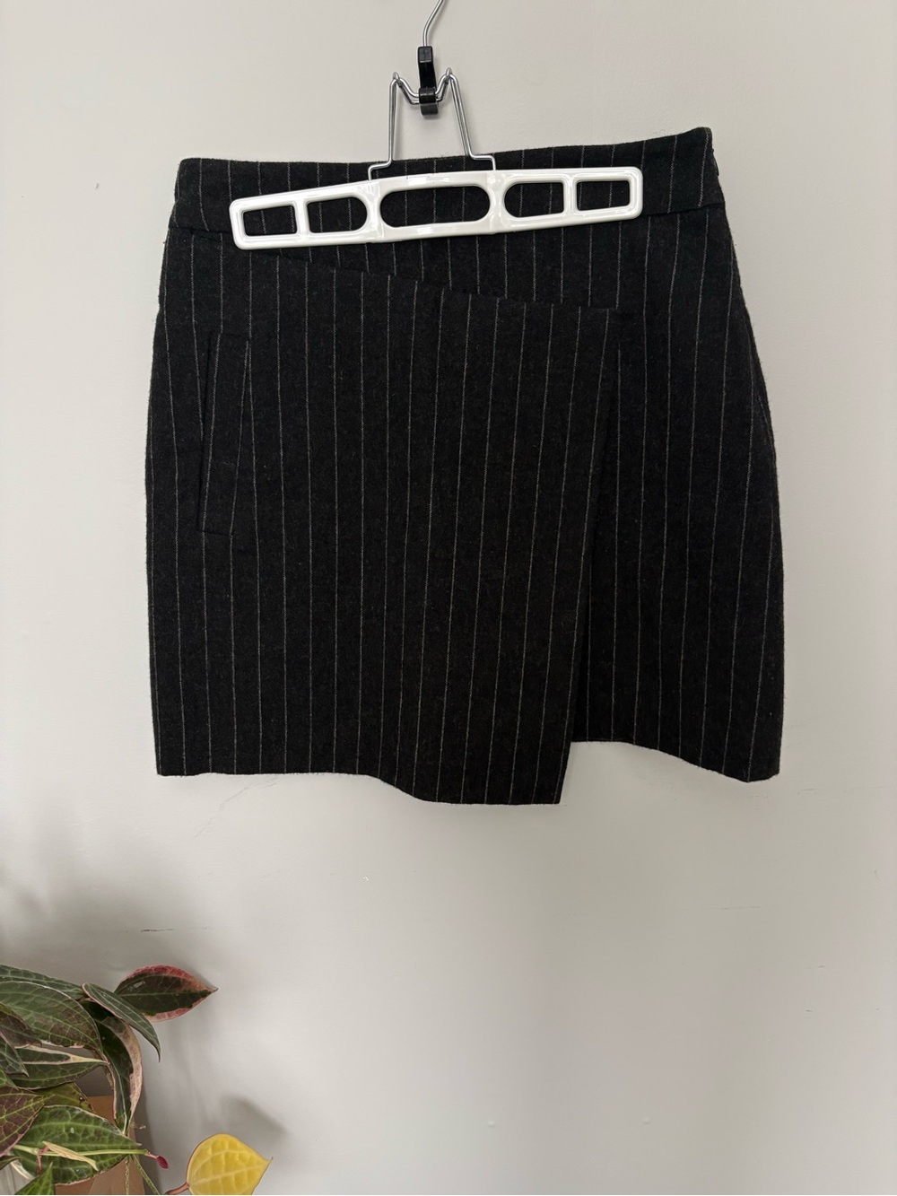 Simons Black Pinstripe A-Line Mini Skirt